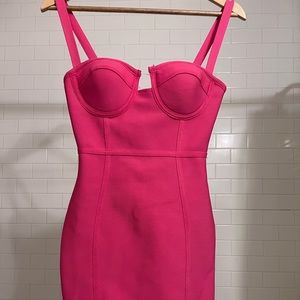 Hot pink bodycon bustier dress